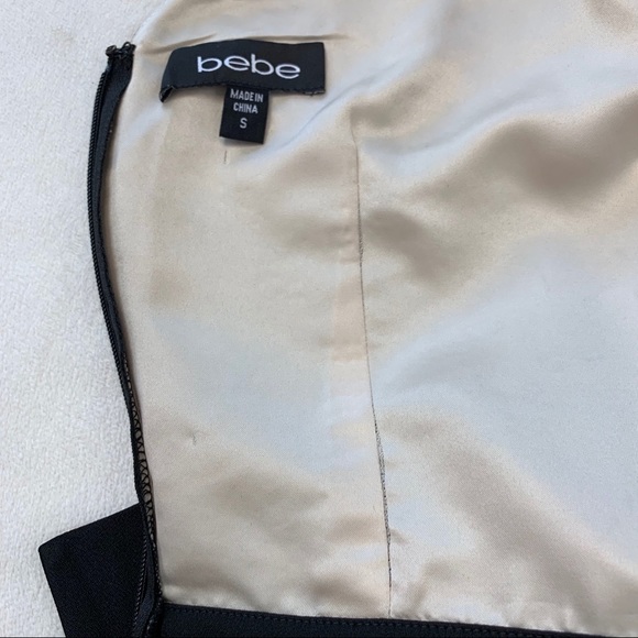 Bebe Embellished V Cut Peplum Sleeveless Black Dress Size S - Picture 12 of 12